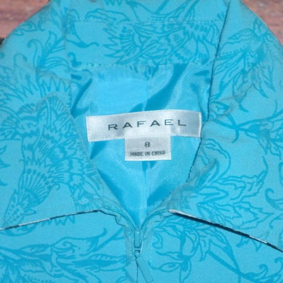 Rafael Turquoise Floral Zebra Zip Jacket, Size 8 - Picture 7 of 12